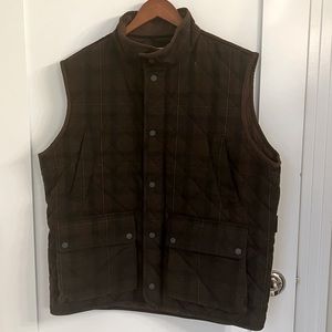 Peter Millar Men’s Waxed Brown Plaid Quilted Vest
